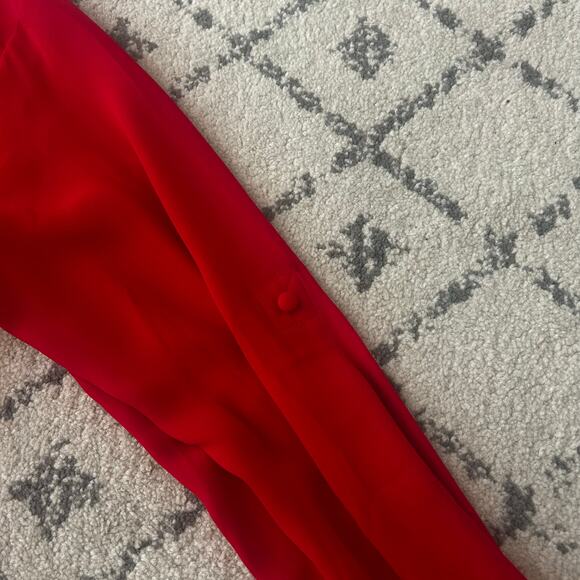 Womens Express Red long sleeve V neck blouse flowy Career Work Holiday Party - Picture 5 of 8